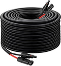Solar Panel Extension Cable - 10AWG 100FT Solar Wire with Female &amp Male Waterproof Connector Flame Retardant Protective Sleeving PV Wire for RV Photovoltaic Systems Home Boat Solar Panels Car