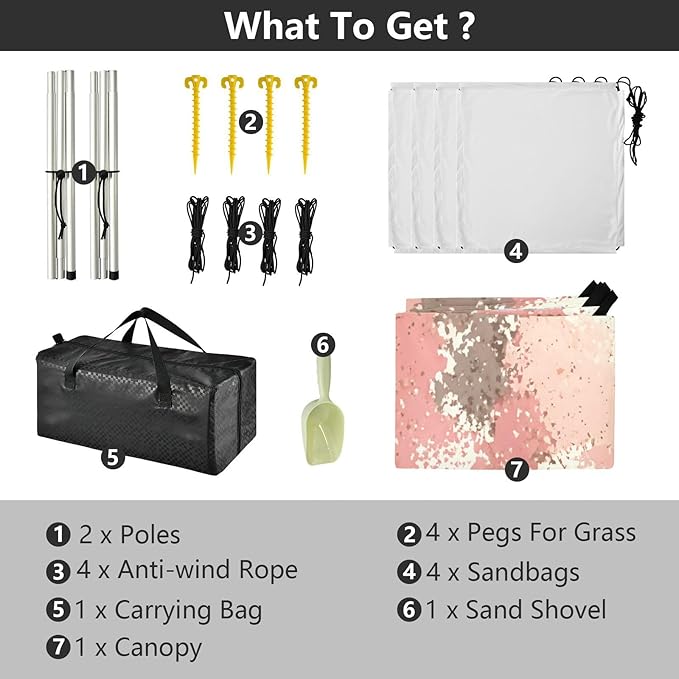 xigua Textured Pattern Beach Tent Sun Shelter with Carrying Bag - Silver Coated Oxford Fabric Beach Canopy for Beach Camping Fishing - Includes Windproof Ropes Sandbags &amp Stakes