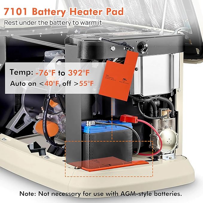 Battery Heater Pad for Generac Generator Battery Warmer Pad for Generac 7101 Cold Weather Kit for 9kW-22kW Air-Cooled Standby Generators
