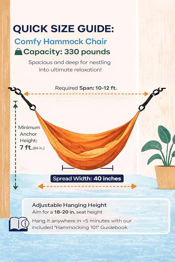 Handwoven Hanging Chair by Yellow Leaf Hammocks - Fits 1 Person 330lb Max - Kick Back for Full-Body Recline - Weathersafe Ultra Soft Hang Anywhere - Color: Red- Orange