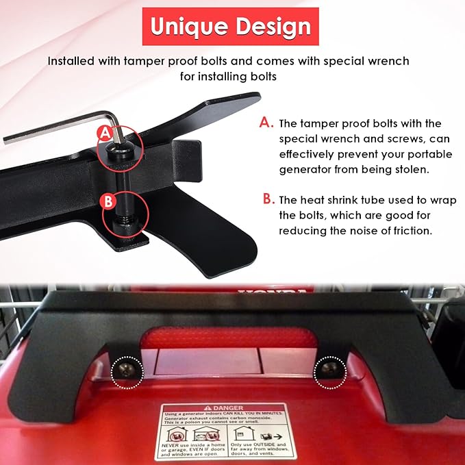 Yoursme Generator Theft Deterrent Security Bracket for Honda EU2200i EU2000i EU2000i Companion EU2000i Camo Heavy-Duty Protection Bracket with Tamper-Proof Bolts Replace for 63230-Z07-010AH