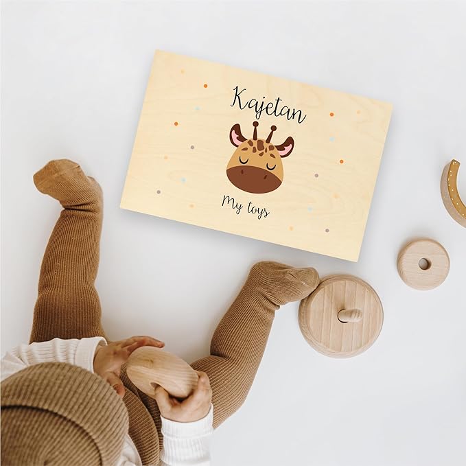 Creative Deco Personalized Wooden Storage Box Baby Memory Box | 11.8 x 7.87 x 5.51 in (+-0.5) | Hinged Lid Handle Engraving | Unpainted Gift Box | Rough UNSANDED Keepsake Souvenir Chest