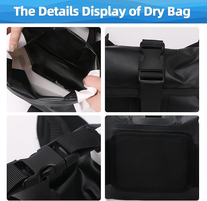 Waterproof Fanny Pack Floating Dry Bag Pouch with Adjustable Waist Strap Large Capacity Waterproof Waist Bag for Kayaking Boating Fishing Cycling Beach (Black)