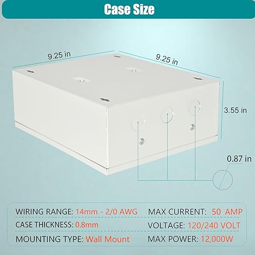 Automatic Transfer Switch 50 Amp 3 Pole Auto Transfer Switch for Home Generator 120/240-Volt 12000W Stronger Stability for Outdoor and Indoor with Ground General 60HZ