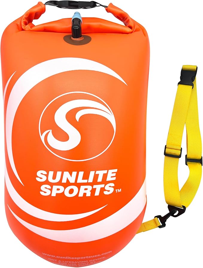 Sunlite Sports Swim Buoy Premium Quality Highly Visible Waterproof Safety Marine Float Training for Open Water Swimming for Swimmers Triatheletes Kayakers Snorkelers Throwable Flotation Device f