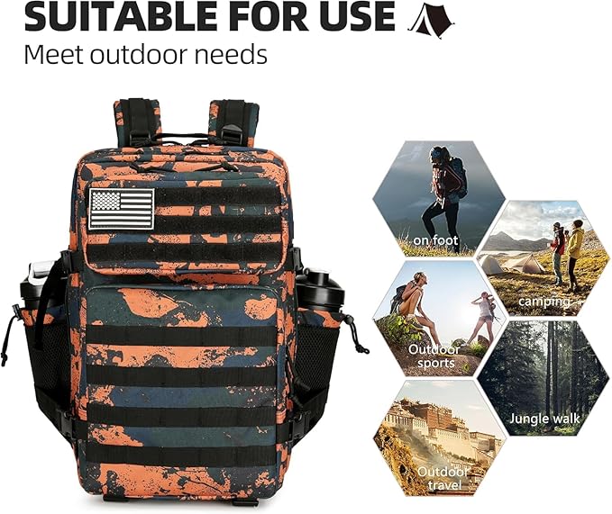 Military 45L Tactical Assault Backpack 3 day assault pack with Molle Waterproof backpack Rucksack for Tactical Backpacks