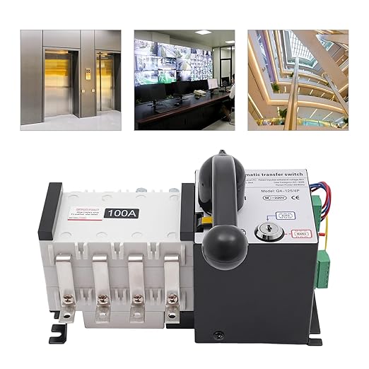 110/230V Dual Power Automatic Transfer Switch 100 Amp Automatic Generator Changeover Switch 100A/4P ATS Isolation Type for Office Buildings Shopping Malls Banks