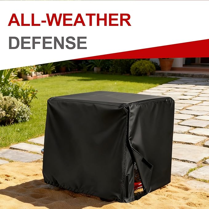 Heavy Duty 600D/900D Polyester Generator Cover Waterproof Windproof UV Resistant for Most 5000-10000W Portable Generators Universal Outdoor Storage Protection (32x24x24 Inches)