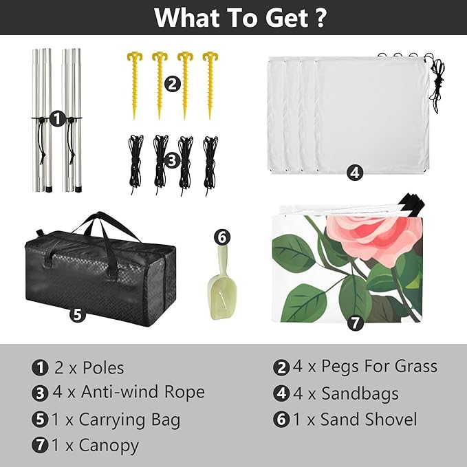 ALAZA Colorful Rose Flower Bouquet Beach Tent Sun Shelter UPF50+ Protection Beach Shade Canopy w/ 4 Sandbags for Outdoor Camping Fishing Backyard Fun Picnic 10x9 ft