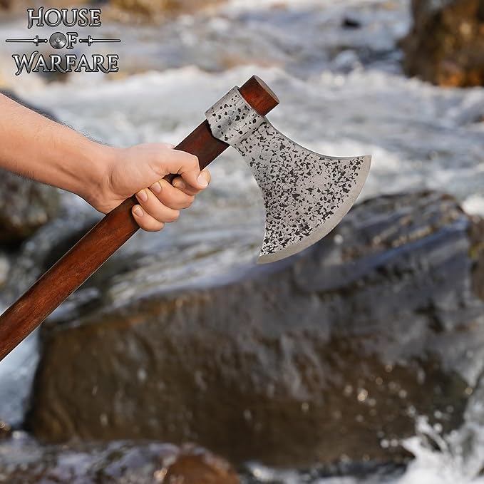 Hand Forged Carbon Steel Viking Axe Head Hammered Antique Finish Norse Hatchet Head for Camping Woodworking Crafting &amp Historical Projects (Broad Axe Head - 6.6 Inches)
