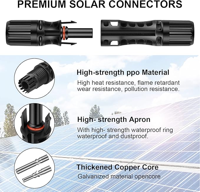16 PCS 8AWG Solar Connectors with Spanners 8 Pair Solar Panel Connectors Male/Female (8AWG 8 Pairs)