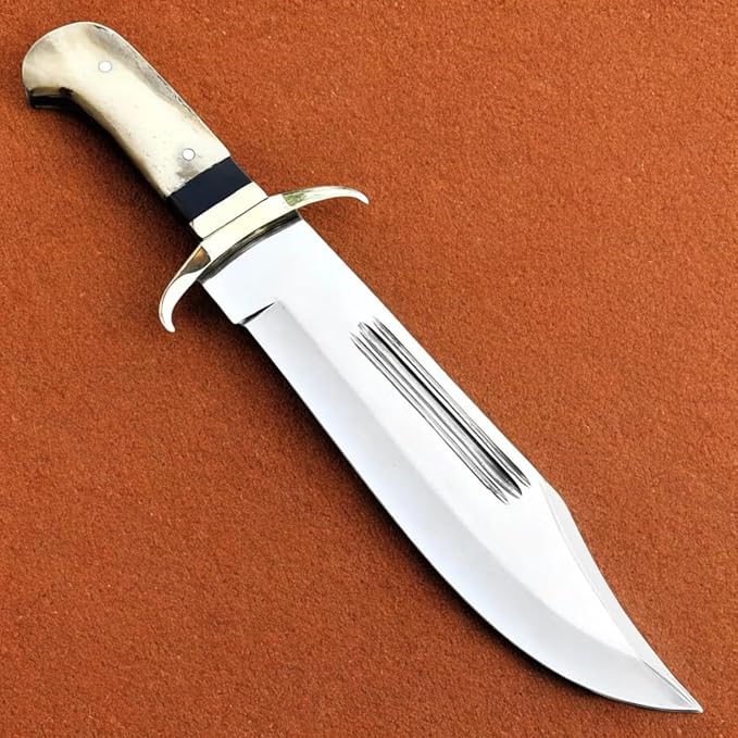 Heavy-Duty Outdoor Tool with Serrated Blade and Sheath - HBJ-IU Hunting Knife Hunting Knives Hunting Bowie Knife Historical Replica Bowie Knife EDC Knife