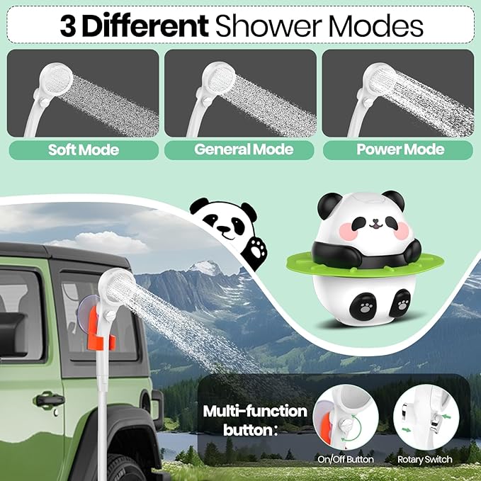 Portable Camping Shower 10500mAh Camp Shower with 3 Spray Modes IPX7 Waterproof Outdoor Shower Perfect for Hiking Beach Pets &amp Car Wash