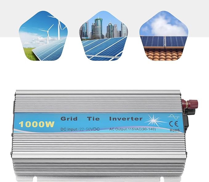 1100W Grid Tie Inverter Waterproof Design MPPT Pure Sine Wave 22-50VDC Solar Input AC90-140V Output for 36V Solar Panel