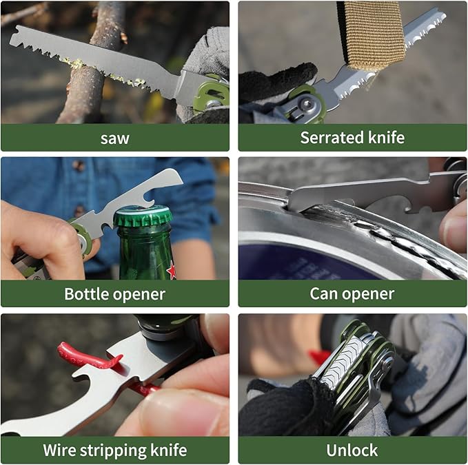 10 in 1 multitoolPocket EDCpocket toolshousehold folding scissorswooden sawexpress deliveryscrewdriverD2 stainless steelcamping utility toolsOutdoorSafety hammerMen's gift
