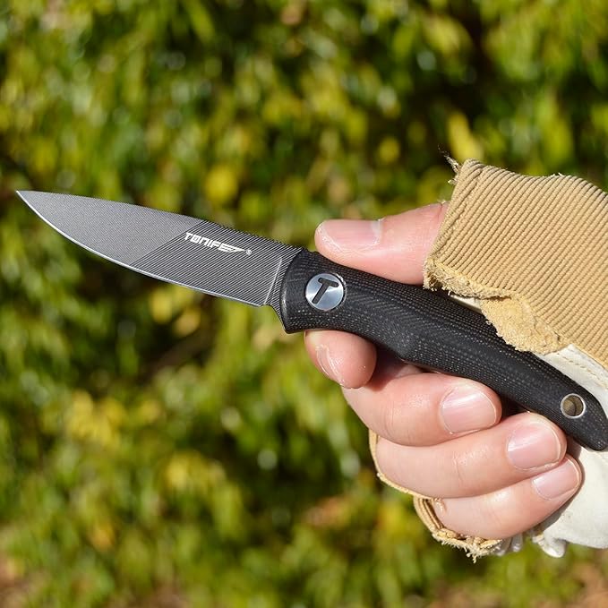 TONIFE Nova 2.68'' Blade Mini Neck Knife Knife Full Tang Fixed Blade Knife with Kydex Sheath and Adjustable Paracord Lanyard for Camping Outdoor Survival Tool (black+texture)
