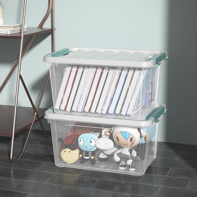 6-Pack Clear Plastic Storage Boxes 20 Quart Plastic Storage Bins with Lids