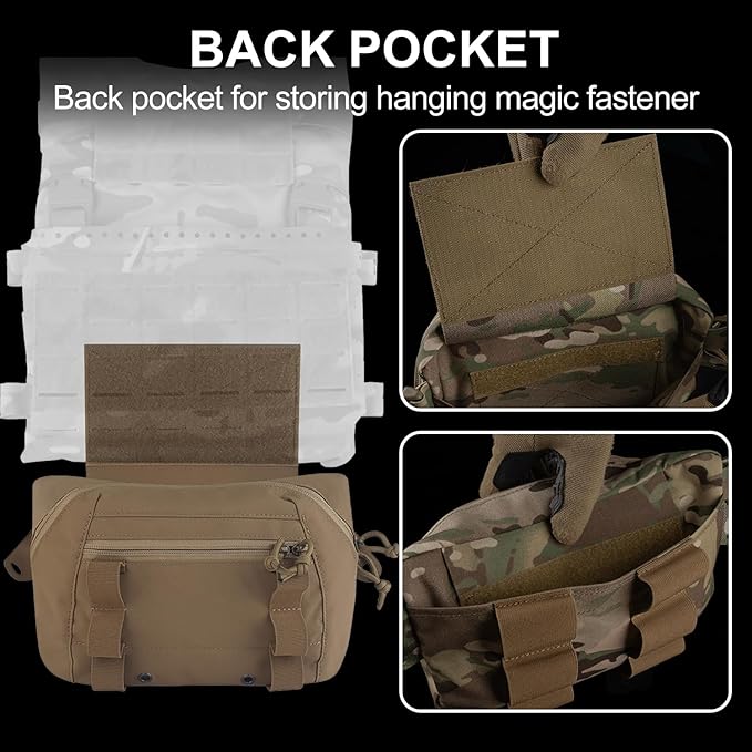 Zhongren Tactical Drop Waist Pouch Adjustable Waist Belt Bag Molle Tool Pouch with Hook and Loop for Tactical Vest Chest Rig (Tan)