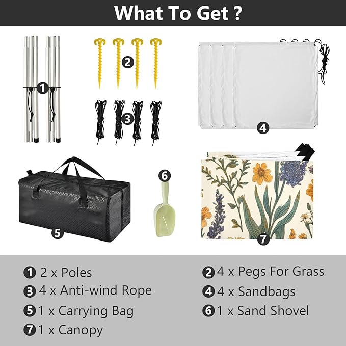 Spring Flowers Daffodil Iris Succulent Plants Beach Cabana Tent UPF50+ Easy Setup Shade Sun Shelter with Sand Shovel for Backyard and Camping