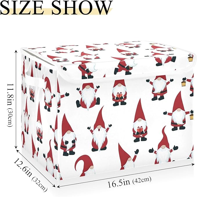 senya Christmas Baskets Collapsible Storage Bins with Lids Christmas Gnomes Storage Boxes Clothes Baskets for Organizing
