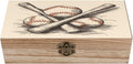 Decorative Wooden Storage Box with LidsBaseball Bats And Ball Print Wooden BoxWooden Gift Boxes for KeepsakeJewelry And Home Decoration