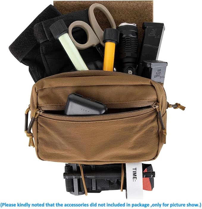 KRYDEX Tactical Drop Pouch Sub Abdominal Carrying Kit Bag Tactical Fanny Pack with Hook and Loop Panel for Tactical Vest Chest Rig (Coyote Brown)