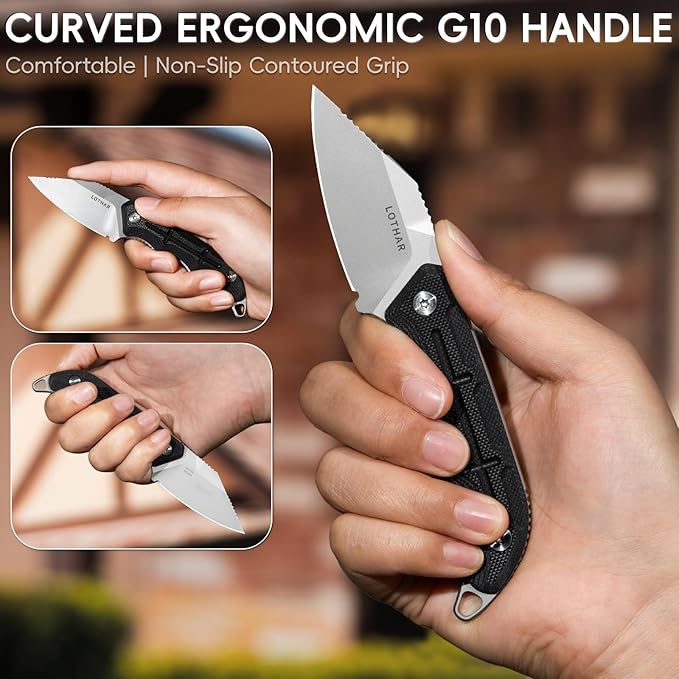 LOTHAR BEAVER EDC Fixed Blade Knife Small Survival Knife with 2.2 14C28N Steel Blade &amp Kydex Sheath Adjustable Horizontal Vertical Carry for Camping Hiking Hunting Everyday Carry
