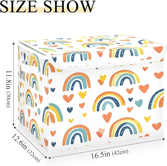 Lovely Arch Fabric Storage Bins with Lids and HandleFoldable Storage Bins with LidsCloset Organizers for Clothes Storage Room Organization Office Storage Chest Organizer