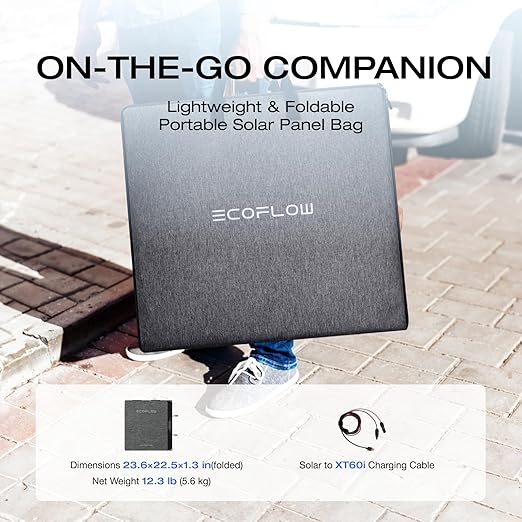 EF ECOFLOW 160 Watt Portable Solar Panel for Power Stations 25% High Conversion Efficiency Foldable Solar Panel with Adjustable Kickstand IP68 Waterproof for Outdoor Camping RV NextGen Version