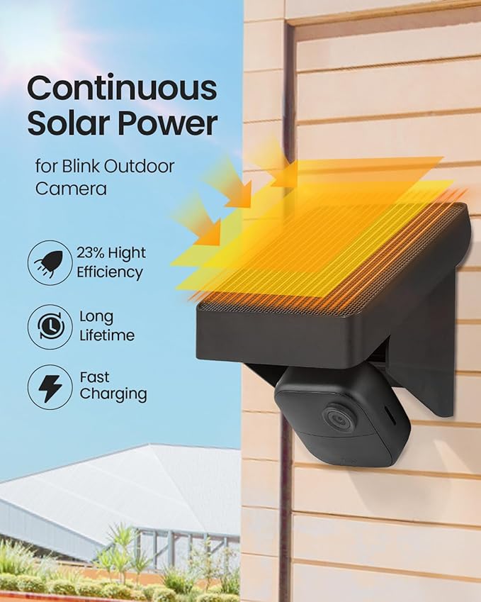 Solar Panel Charging Mount Compatible with Blink Outdoor 4(4th Gen)/Outdoor XT3/XT2/XT Camera Blink Solar Panel with Internal Battery IP67 Waterproof 365 Days Solar Power Adjustment Angle 3 Pack