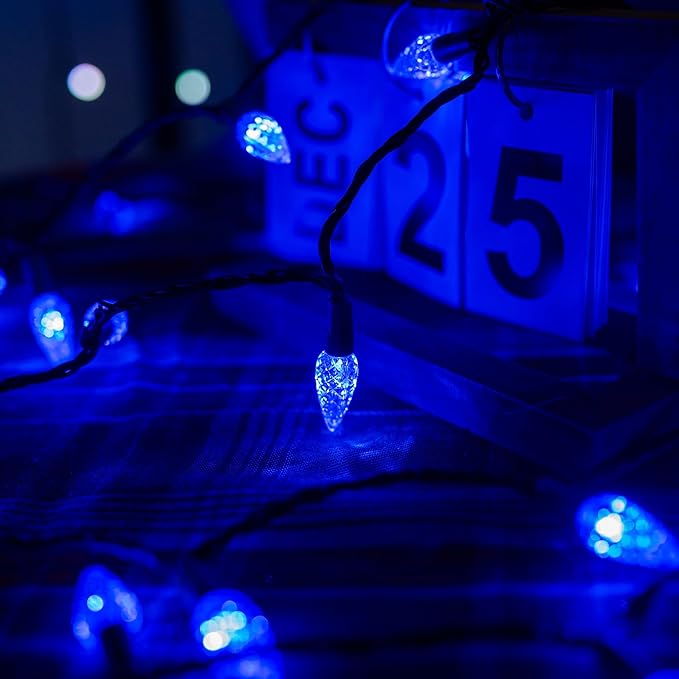 Dazzle Bright C6 Christmas String Lights 200 LED 66 FT Waterproof Connectable String Lights with Timer 8 Modes Christmas Lights for Indoor Outdoor Home Garden Yard Xmas Tree Decoration (Blue)
