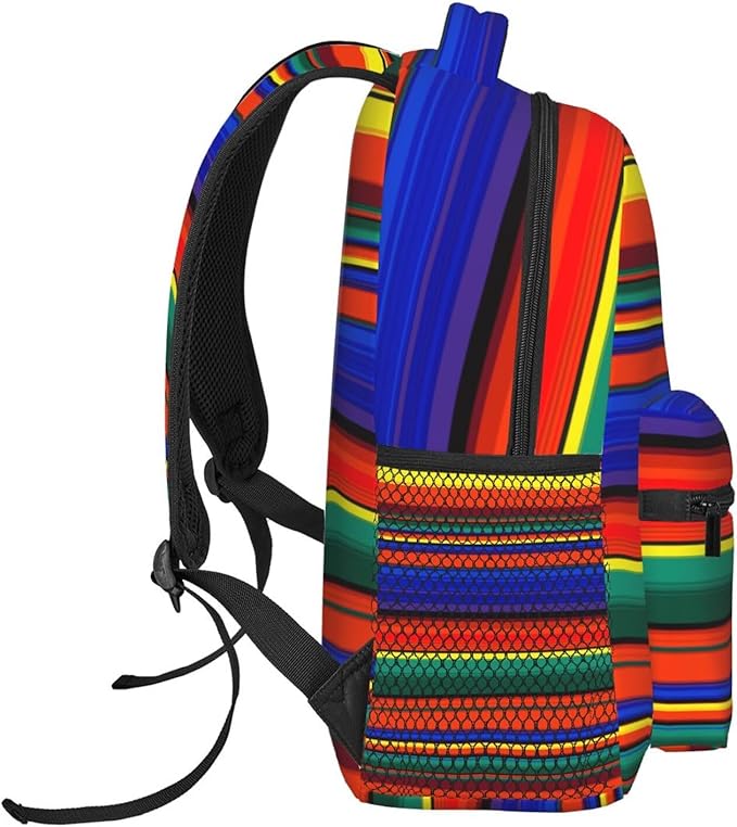 Mexican Serape Backpack Multipurpose Shoulder Bag Capacity Gym Outdoor Hiking Travel Camping Gym Daypack 16in