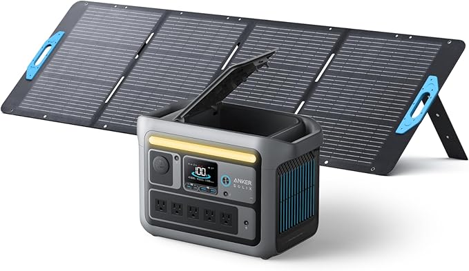 Anker SOLIX C800 Portable Power Station with 200W Solar Panels 1200W (Peak 1600W) Solar Generator Full Charge in 58 Min 768Wh LiFePO4 Battery for Outdoor Camping RVs Road Trip and Power Outages