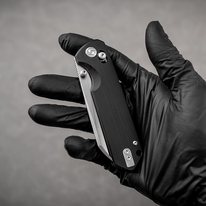 G062 Folding Knife for EDC 14C28N Steel Blade Pocket knife Crossbar Lock Knife for Outdoor Survival Hunting and Camping 3.53oz(Black+Satin)
