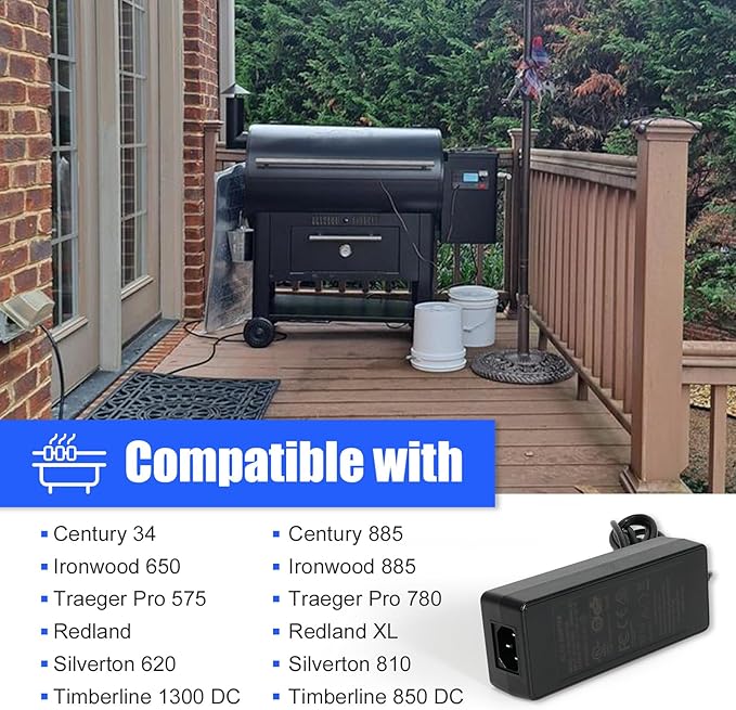 KIT0480 AC/DC Adapter 20V 4.5A Power Brick Fit for Century Ironwood Traeger Pro Redland Silverton Timberline Grilles Switching Power Supply Cord Cable Battery Charger PSU Replace ELE143