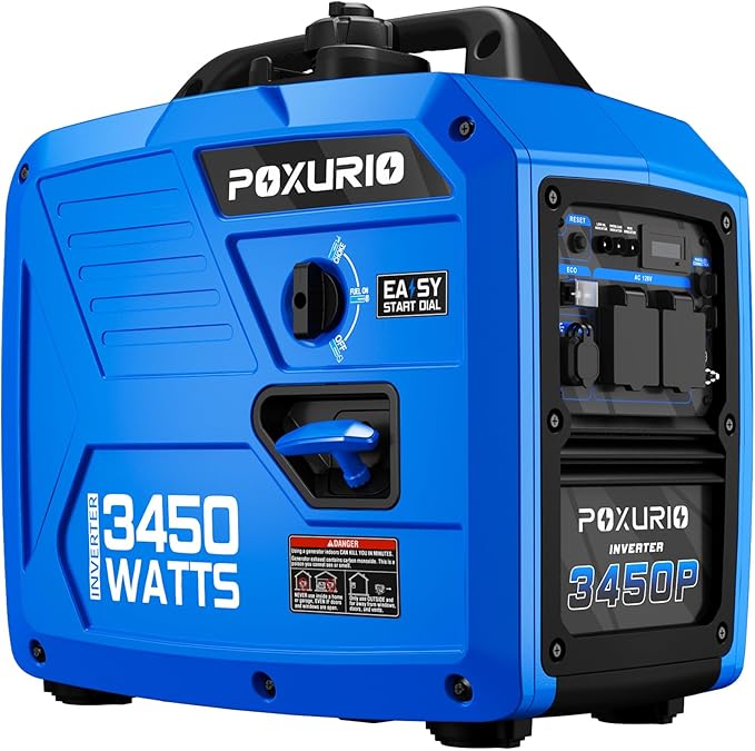 3450-Watt Portable Inverter Generator for Home Use 1.6Gallon Large Fuel Tank Up to 8.3 Hours Use 120V Gas Powered Generator Super Quiet - EPA Compliant