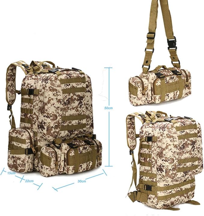 Outdoor Sports Pack Hiking Bag Tactical Rucksack Camo Knapsack Combat Camouflage Molle 55L Tactical Backpack - WL