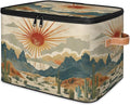 Cactus Storage Bins with Lids Desert Sunset Fabric Storage Boxes with Zipper Collapsible Decorative Closet Organizer Cube for Clothes Organizing Shelves