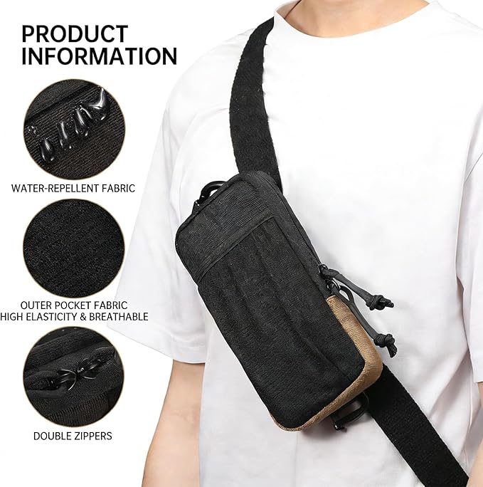 Cell Phone Pouch for Belt - Universal EDC Waist Bag with Secure Zipper Closure Tactical Molle Loop Belt Holder