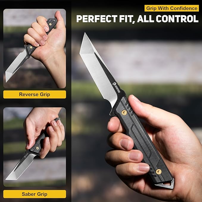 NedFoss EDC Fixed Blade Knife with Sheath 3.7 AUS-8 Steel Tanto Blade Tactical Knife with G10 Handle Camping Fixed Blade Small EDC Knives for Hunting Survival