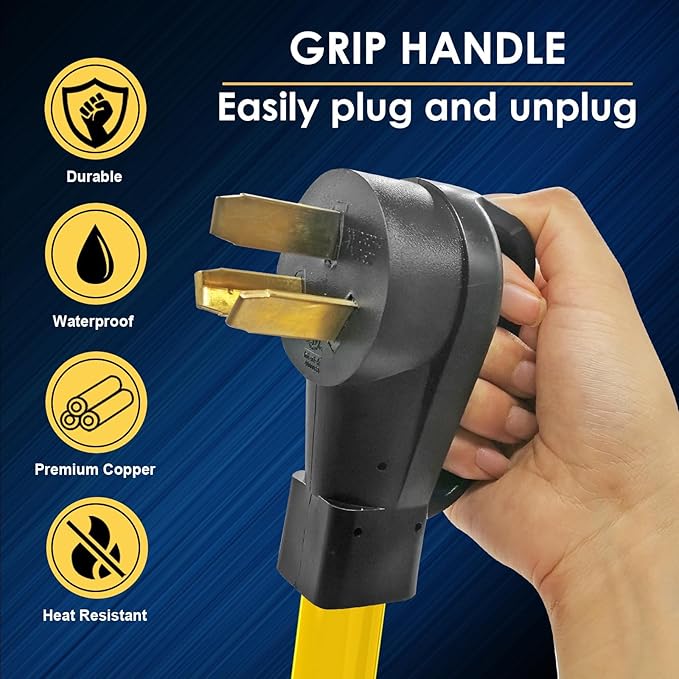 Generator Transfer Switch Adapter Cord TT-30 RV 30Amp to L14-30 Flexible with Ergonomic Handle 30 Amp 3 Prong to 4 Prong 10 AWG Generator Plug Adapter RV Generator Plug to Inlet Box 1FT