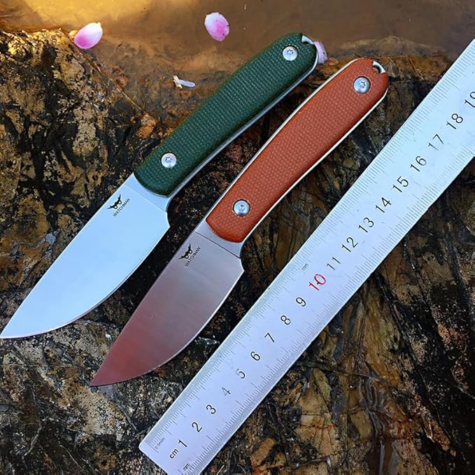 Watchman W205D EDC Fixed Blade Knife 14C28N Blade Steel Micarta Handle with Kydex Sheaths for Outdoor Activities Camping Brown