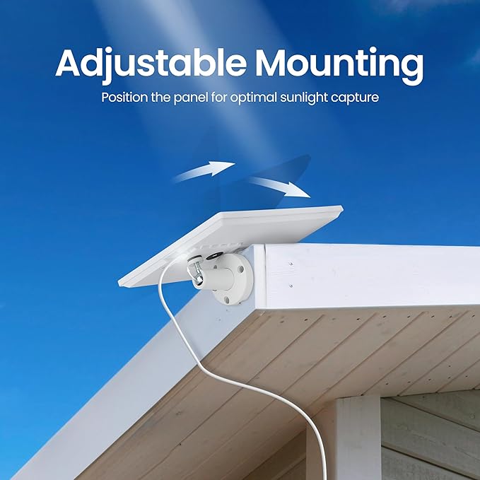Feit Electric Solar Panel Continuous Charger Panel/SOL/CAM Compatible Feit Electric Smart Outdoor Camera CAM/WM/WiFi/BAT 9ft Cord Micro-USB Adjustable Mounting Bracket