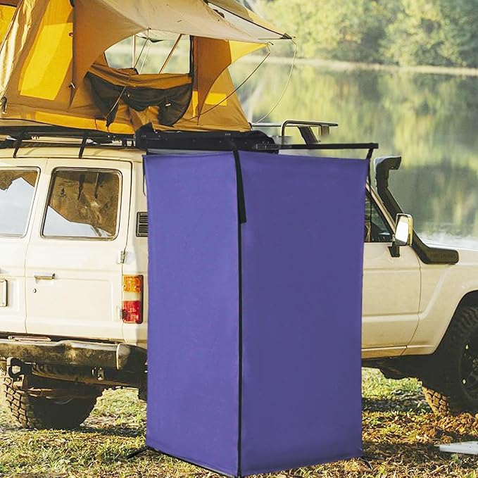 Vehicle Side Shower Tent Privacy Shelter Outdoor Changing Room Dressing Restroom for Camping Beach Van 39.37x39.37x70.87inch- Deep Blue