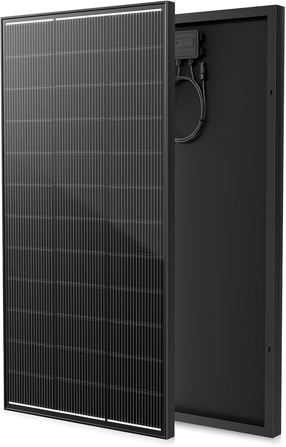 300 Watt Solar Panel Upgraded 18BB Solar Cells 24.6% High Efficiency Monocrystalline 12V/24V PV Module for Home Rooftop RV Camper Marine Boat Off Grid System All Black (1pack)