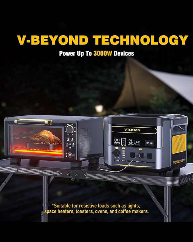 VTOMAN FlashSpeed 1500 Portable Power Station 1548Wh - Recharge 0-100% within 1H LiFePO4 Battery Powered Solar Generator with 110V/1500W AC Output/Input 100W USB Port for Camping Home Backup