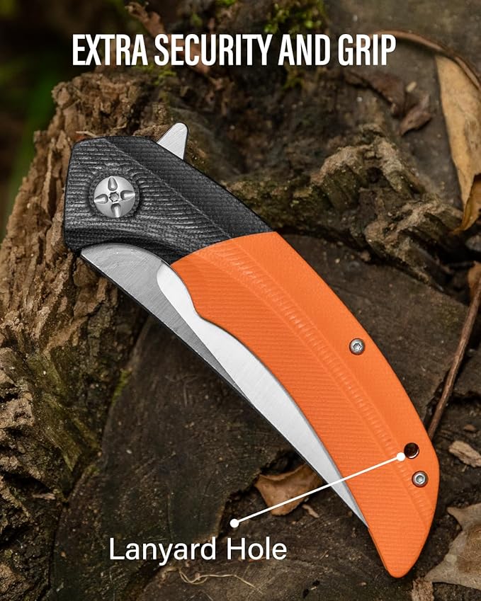 DISPATCH Folding Pocket Knife3.768Cr13Mov Steel Trailing Point Blade G10 HandleLiner Lock EDC KnifeTactical KnifeLarge Folding knife with ClipPocket Knife for Men Women Camping Survival Hiking.