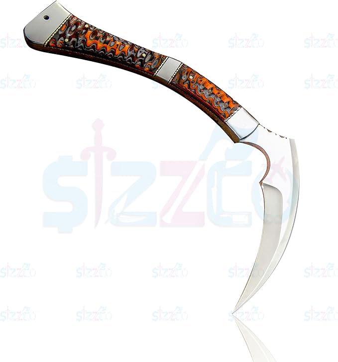 Beautiful Custom Hand-Forged D2 Steel Mirror Polished Blade Hunting Camping Tomahawk Axe with Leather Sheath Full Tang Fixed Blade Knife Ideal Gift for Birthday &amp Anniversary
