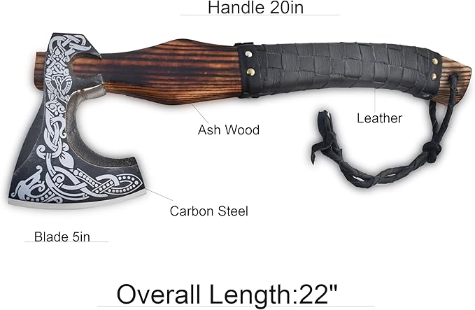 | Exquisite Handmade Viking Axe - Ideal for Collectors &amp Enthusiasts | Authentic Artisan-Crafted | Medieval Styled Axe with Durable and Robust High Carbon Steel (GC-AX05)