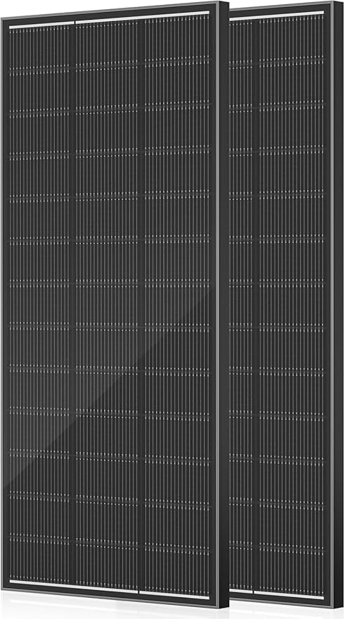 2Pack 300 Watt Solar Panel Upgraded 18BB Solar Cells 24.6% High Efficiency Monocrystalline 12V/24V PV Module for Home Rooftop RV Camper Marine Boat Off Grid System All Black